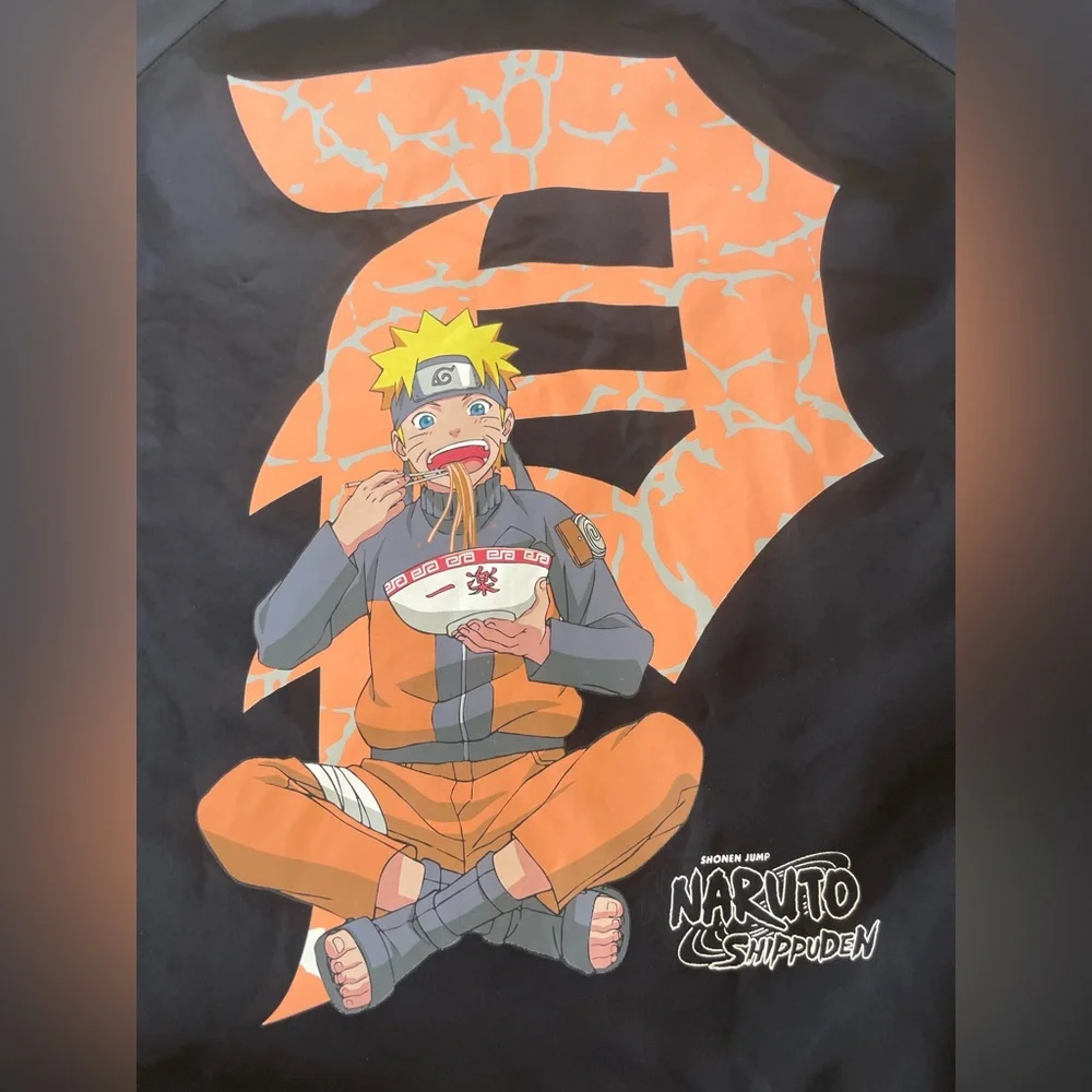 Naruto Shippuden Stylish Navy Windbreaker with Orange Accent